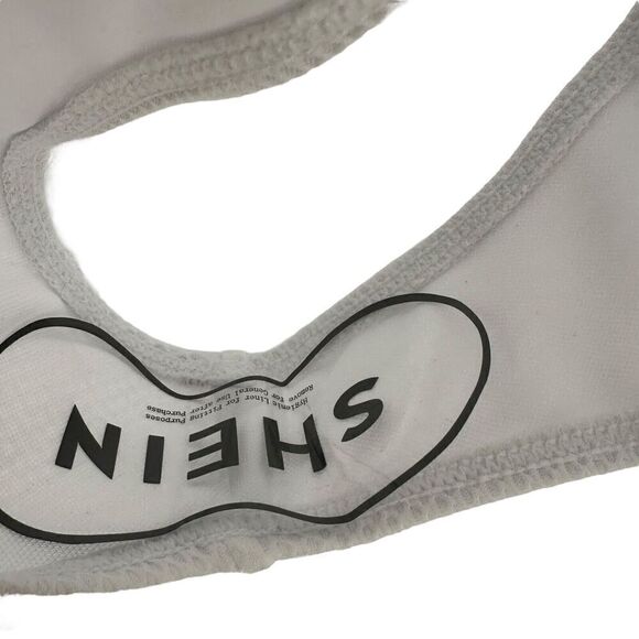 Shell Cup Swimsuit One Piece White Jeweled Straps Size XL Shein Underwired Swim - Picture 12 of 13